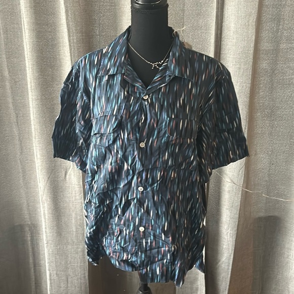Blue Patterned Knickerbocker Short Sleeve Button Up - Picture 1 of 6